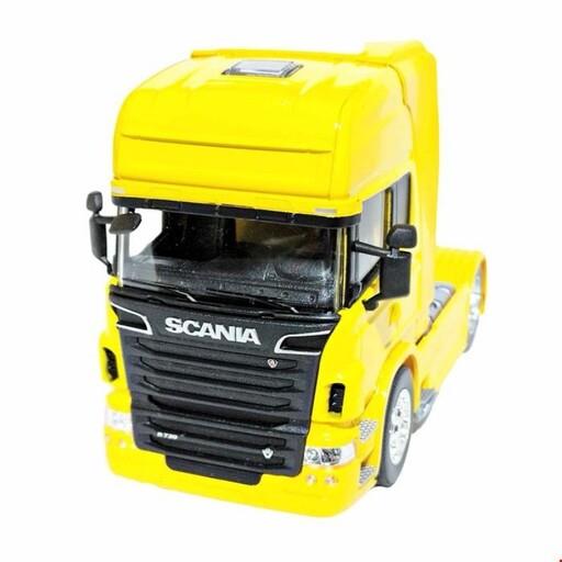 ماکت کامیون فلزی کشنده اسکانیا SCANIA R730 برند ویلی جعبه دار مقیاس 1-32